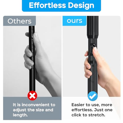 Tension Curtain Rod，40-126.5IN(3.33-10.54Ft) 2PCS One-Click Fast Extension Rod Easy to Install Black Long Outdoor Curtain Rods No Drilling Never Rust - color: Black, size: 40-126.5 inch 2pcs