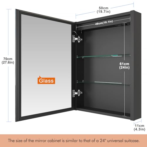 20x28 Inch Left Hinge Aluminum LED Bathroom Medicine Cabinet with Mirror | Light Adjustment, Anti-Fog, Sockets&USBs, High Capacity, Easy to Install - color: Left Hinge-20*28