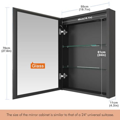20x28 Inch Left Hinge Aluminum LED Bathroom Medicine Cabinet with Mirror | Light Adjustment, Anti-Fog, Sockets&USBs, High Capacity, Easy to Install - color: Left Hinge-20*28