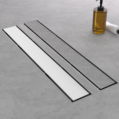Linear Shower Drain - 28 Inch Brushed Nickel, with Tile Insert Panels | AISI 304 Stainless Steel Shower Drain with Adjustable Feet, Hair Catcher, Rectangle Shower Floor Drain Fits Bathroom, Balcony - color: Brushed Nickel, size: 28 Inch