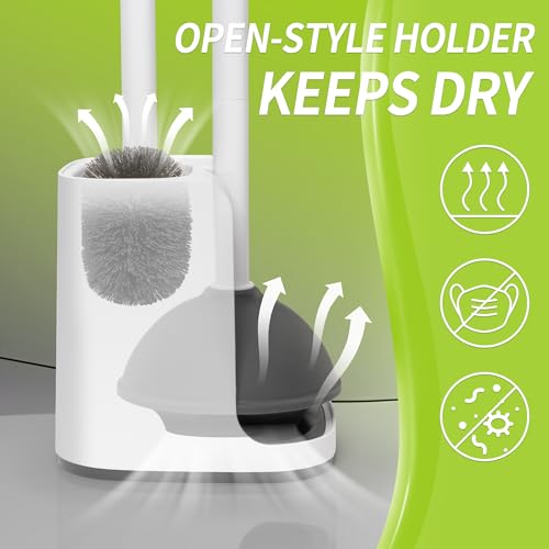 IVYROLL Toilet Brush and Plunger Set Hidden | S-Shaped Toilet Brush Plunger Combo, Perfect for Homes, Apartments & Bathrooms