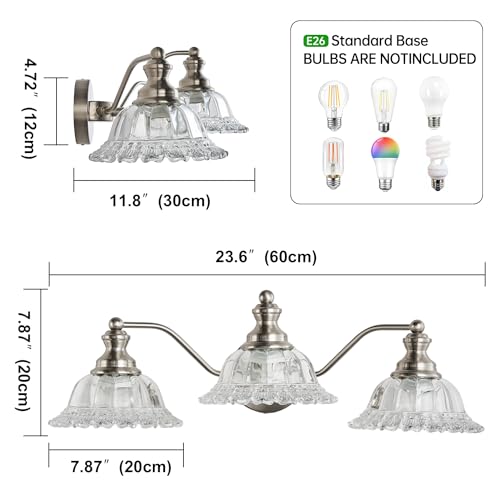 XIEDUN Brushed Nickel Bathroom Vanity Light Fixture 3 Light Vanity Lights for Bathroom Vanity Light Fixtures - color: Brushed Nickel, size: 3 Light