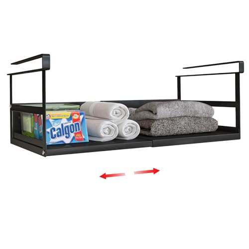 Expandable Under Cabinet Shelf Organizer with 0.94 Inches Thick Clips, Heavy Duty Extendable Under Shelf Storage Basket for Pantry or Laundry Room, Black, 1 Pack, Interior: 5.7" H x 8.54" D - color: Black-5.7"h X 8.54"d-0.94" Thick Clip, size: 1 Pack