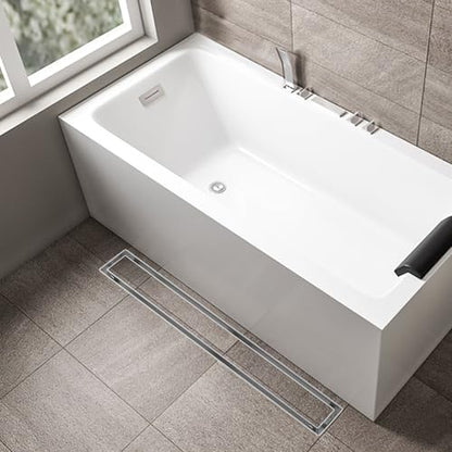 32-Inch Linear Shower Drain with Tile Insert Grate, Brushed Nickel Rectangle Floor Drain 304 Stainless Steel Including Hair Strainer - color: Brushed, size: 32 IN