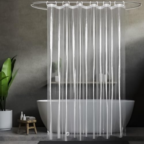 UFRIDAY 9G Clear Shower Curtain Liner 72 X 72 inches with Heavy Duty 5 Bottom Magnets Thick Shower Liner for Shower Stall, Bathtubs, Transparent - size: 72"W x 72"L (Pack of 1)