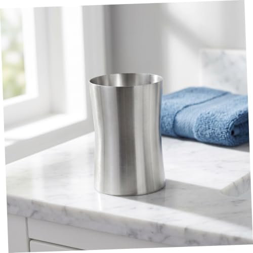 Multi Functional Stainless Steel Toothbrush Cup Mouthwash Holder Compact Travel Rinse for Bathroom Vanity Countertops Space Saving Mouthwash Cups Reusable