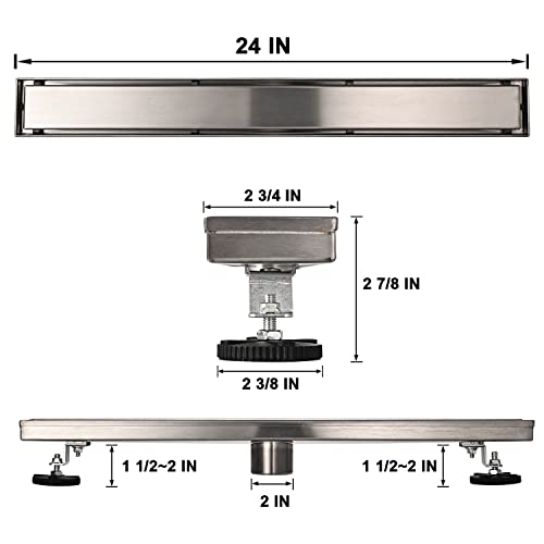 AVSIILE Linear Shower Floor Drain, 36 Inch Brushed Nickel 304 Stainless Steel Bathroom Drains Kit, Rectangular Shower Trench Drain with Reversable Tile-in Pattern Drain Cover & Hair Catcher - color: Brushed Stainless, size: 36 Inch
