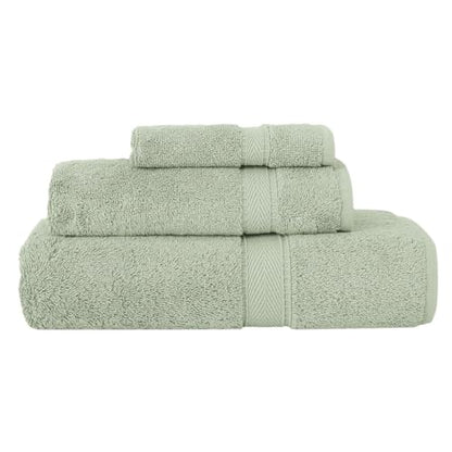Supreme Terry 3-Piece 100% Turkish Cotton Towel Set, Hotel Quality Soft & Absorbent, 1 Luxury Bath Towel 1 Hand Towel 1 Washcloth-Green - color: Green, size: 3 Pcs Set