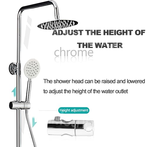 Stainless Steel 304 Silver Shower Faucet Set, Wall Mount Triple Function Shower System, Shower Set Including 8" Rainfall Shower Head with Handheld Combo, Shower Faucet Complete Set, Outdoor Shower