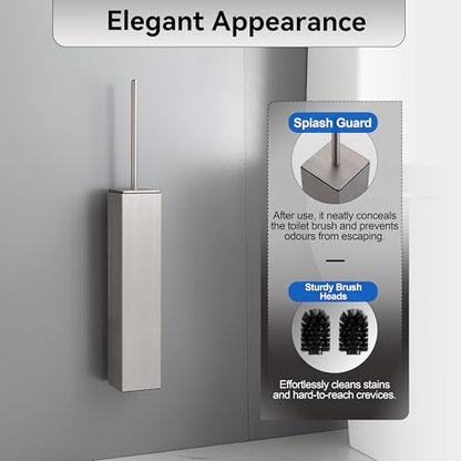 Brushed Nickel Toilet Brush with Holder,Durable Cleaning Toilet Bowl Brushes with Holders - color: Brushed Nickel