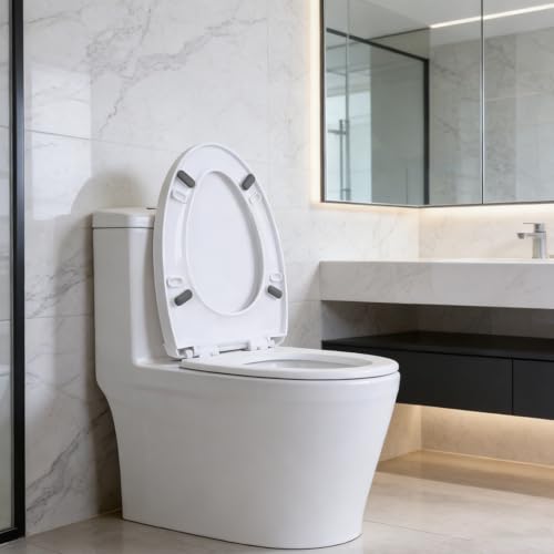 12 Pcs Bidet Height-increasing Pads Toilet Seat Riser for Bidet Universal Self Adhesive Toilet Seats Buffer with 2 Heights Adjustment 2 Styles Toilets Seats Risers Spacers