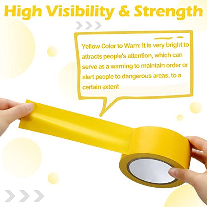 Outus 3 Rolls Floor Marking Tapes 2" Width 100' Length Yellow Durable Non Abrasive Strong Floor Tape for Social Distancing, Gyms, Athletics, School, Restaurants, Equipment, Heavy Foot Traffic