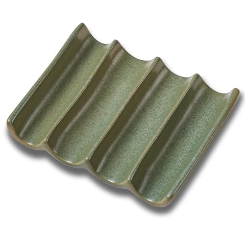 Ceramic Soap Dish, Draining Bar Soap Holder Tray, Soap Saver for Shower, Bathroom, Sink, Kitchen and Countertop, Decorative Square Soap Dish, Green 1 Pcs - color: Ceramic Soap Dish Green