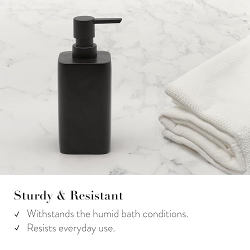Bathroom Accessory Sets, 4 Pieces Bathroom Accessories Complete Set Vanity Countertop Accessory Set, Includes Lotion Dispenser Soap Pump, Tumbler, Toothbrush Holder and Tray (Matte Black) - color: Matte Black