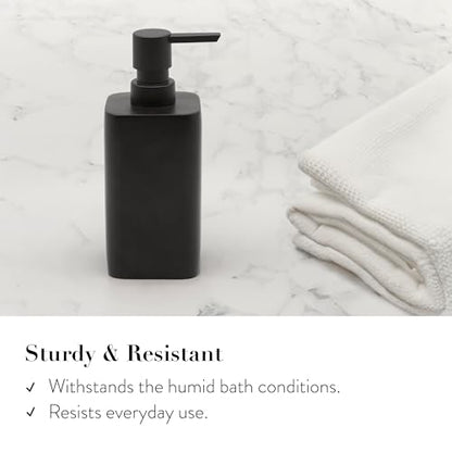 Bathroom Accessory Sets, 4 Pieces Bathroom Accessories Complete Set Vanity Countertop Accessory Set, Includes Lotion Dispenser Soap Pump, Tumbler, Toothbrush Holder and Tray (Matte Black) - color: Matte Black