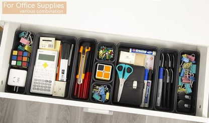 Kutesna 44 PCS Interlocking Drawer Organizer, Plastic Desk Organizer Set | 4-Size Versatile Storage Bins,BPA-free, Non-slip, Fits Any Drawer for Cosmetics, Bathroom, Tools, Kitchen and Office