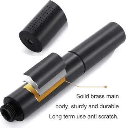 Black Shower Wand Brass Handheld Shower 7 Inch High Pressure Hand Held Shower Head High Flow Sprayer, 2 In 1 Function with 59 inch Hose, Bracket - color: Black