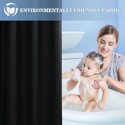 Nasitos Fabric Shower Curtain Liners with Magnets 2 Pack 70X72 Inch White | Washable & Water Resistant Lighweight Cloth Shower Liner for Bathroom, Soft Hotel Quality, Standard Size - color: Black, size: 72"W x 72"L (Pack of 2)