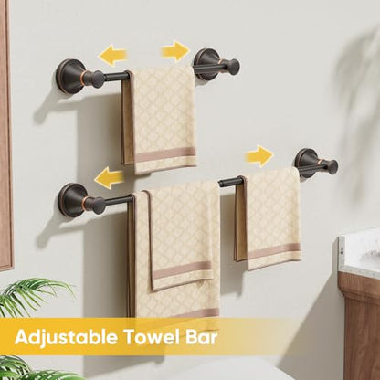 Towel Racks for Bathroom Wall Mounted Bath Towel Bar Oil Rubbed Bronze | Adjustable 16-26 In, Wall Mounted Towel Holder, Stainless Steel, Rustproof, Towel Bar Rod Hanger Hardware Accessories Hotel - color: Oil Rubber Bronze