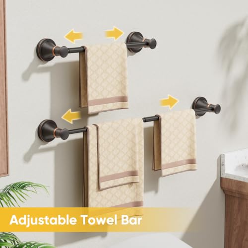 Towel Racks for Bathroom Wall Mounted Bath Towel Bar Oil Rubbed Bronze | Adjustable 16-26 In, Wall Mounted Towel Holder, Stainless Steel, Rustproof, Towel Bar Rod Hanger Hardware Accessories Hotel - color: Oil Rubber Bronze
