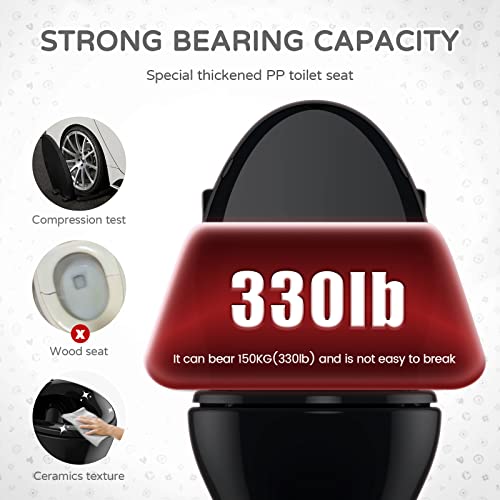 YASFEL Standard Universal elongated Toilet Seat,Soft Close,Ergonomic Toilet Bowl Seat,Fits for Standard elongated with Thickened Plastic Lid (18.5'', Black) - size: 18.5" Elongated