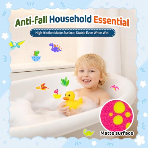 30 PCS Non Slip Bathtub Stickers for Kids, Cute Anti-Slip Shower Treads with Premium Scraper, Waterproof Safety Appliques for Bathroom Tub, Shower Floor, Stairs (Dinosaur) - color: Dinosaur