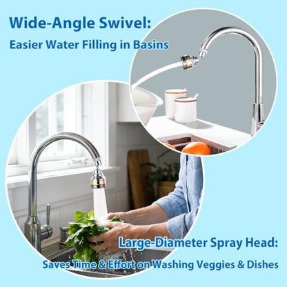 360° Swivel Kitchen Faucet Aerator Replacement 2-function Kitchen Faucet Sprayer Attachment Faucet Nozzle Attachment Water-Saving Faucet Head Replacement Part 55/64'' Female Thread,Short - size: SHORT