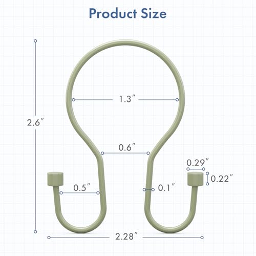 Bathway Sage Green Shower Curtain Hooks Shower Curtain Rings with Cylindrical Design, 12Pcs Metal Shower Curtain Hooks Rust Proof, Smooth Glide Double Shower Hooks Rings for Shower Curtain - color: Sage Green, style: Minimalist Shower Hooks with Cylinders