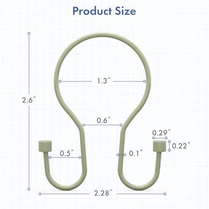 Bathway Sage Green Shower Curtain Hooks Shower Curtain Rings with Cylindrical Design, 12Pcs Metal Shower Curtain Hooks Rust Proof, Smooth Glide Double Shower Hooks Rings for Shower Curtain - color: Sage Green, style: Minimalist Shower Hooks with Cylinders