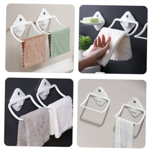 OSALADI Wall-Mounted Towel Ring White Punch-Free Adhesive Towel Holder for Bathroom Kitchen Self-Adhesive No-Drill Quick-Drying and Multi-Functional