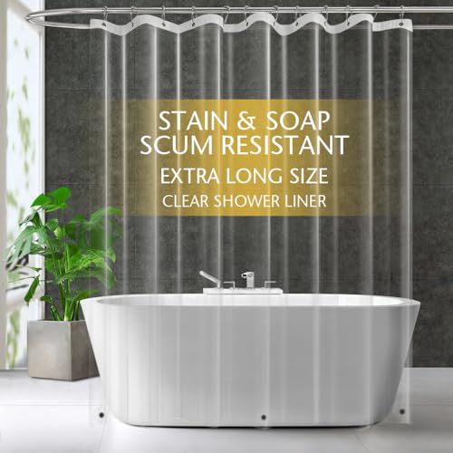 ZEMAHOME Extra Long Clear Plastic Shower Curtain Liner - Lightweight 72" x 84" Transparent Bathroom Shower Showroom Curtain Liner with Rustproof Metal Gromments and Weighted Magnet - color: A01-clear, size: 72"W x 84"L (Pack of 1)