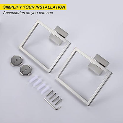 KOKOSIRI Bath Towel Ring 2PC Towel Hanger Bathroom Towel Holder Towel Rack Wall Mounted Stainless Steel 2 Pack, Brushed Steel, B3004BR-P2 - color: Brushed Nickel, size: 2 Pack