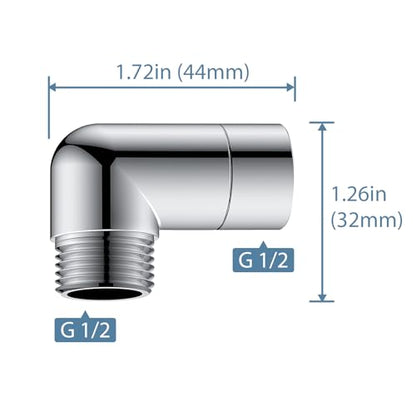 Chrome 90 Degree Elbow Shower Head Adapter All Metal | Handheld Shower Head Elbow Adapter Shower Arm Angle Adapter Shower Arm Extension Showeradapter For Shower Head Extension Pipe - color: Chrome, size: 90°