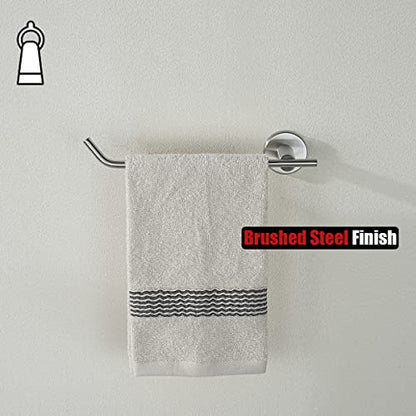 JQK Hand Towel Bar, Stainless Steel Towel Ring for Bathroom, 9 Inch Necklace Holder Brushed Finish Wall Mount Left Hand, TR101-BN - color: Brushed, size: 9 Inch (Left)
