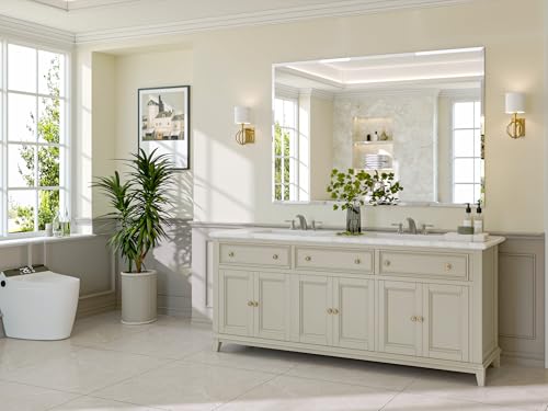 Frameless Bathroom Mirror, 55" x 36" Beveled Wall Mirror | 5mm HD glass, 20mm beveled edge, frameless, anti-rust, shatterproof, french cleat, horizontally or vertically - size: 55"L x 36"W