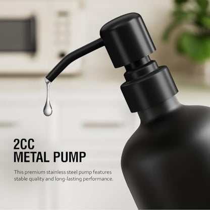 MOMEEMO Glass Soap Dispenser with Stainless Steel Pump, Contains Lotion Dispenser, Hand Soap Dispenser & Tray. (Black & White) | Contains Lotion Dispenser, Hand Soap Dispenser & Tray - color: S&l Black White With Tray