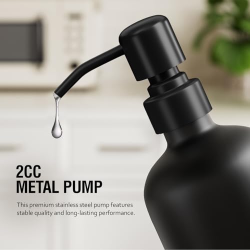 MOMEEMO Glass Soap Dispenser with Stainless Steel Pump, Contains Lotion Dispenser, Hand Soap Dispenser & Tray. (Black & White) | Contains Lotion Dispenser, Hand Soap Dispenser & Tray - color: S&l Black White With Tray