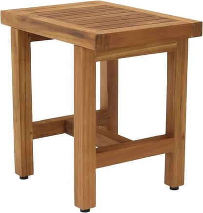 Patented 18" Spa Lotus Teak Shower Bench - A. Bench | Durable, Water-Resistant Teak, Shower Chair & Shaving Foot Rest, Indoor/Outdoor Use - size: A. Bench
