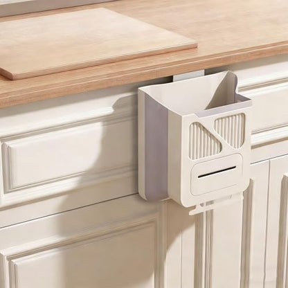Foldable Wall Mounted Trash Bin Hanging Kitchen Bathroom Garbage Bin Space Saving Large Capacity Waste Can Modern Design Hanging Kitchen Garbage - color: Light Grey, size: E