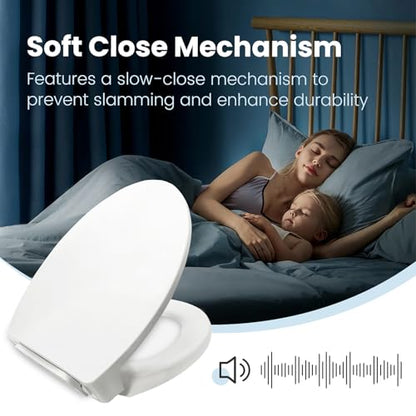 Toilet Seat Compatible with TOTO Transitional SoftClose SS114#01 Elongated Soft Close SEAT for SS237 247 SS224 SS117 SS204 SS154 SS214 Toilet Seat Replacement Parts