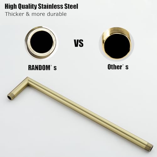 RANDOM Shower Arm with Flange,Gold 16 Inches Ceiling Mount Shower Head Extension Arm Straight Arm Ceiling-Mounted For Fixed Shower Head,Brushed Gold.RD91038-16BG - color: 16″ Brushed Gold(Round Flange)