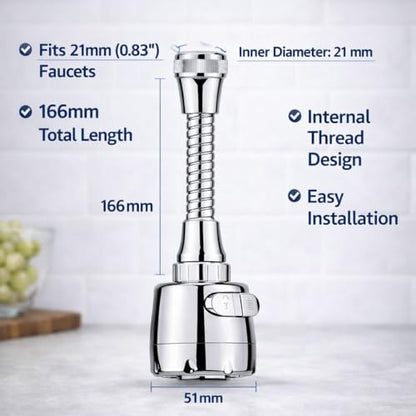 Faucet Extender for Kitchen Sink with Faucet Sprayer Attachment, 360° Rotating Faucet Adapter, Movable Faucet Head for Full Sink Coverage, Fully Adjustable, Quick & Easy Setup