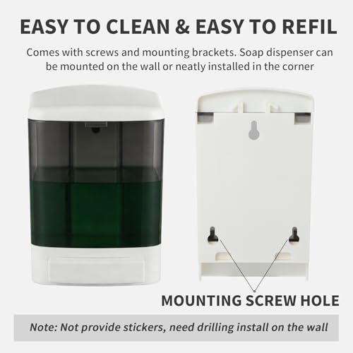 Manual Soap Dispenser 33oz Wall Mount Commercial Hand Soap Dispenser for Bathroom, Kitchen, Refillable Shampoo & Conditioner Dispenser for Liquid Gel
