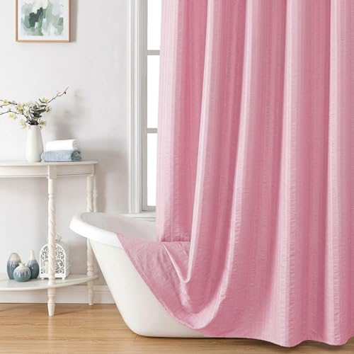 Aiyufeng Moga Bright Pink Fabric Shower Curtains for Bathroom - Hotel Spa Polyester Cloth Bath Curtain with 12 Holes, 72x72, Machine Washable, Bright Pink - color: Bright Pink, size: 72"W x 72"L (Pack of 1)