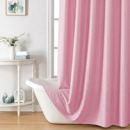 Aiyufeng Moga Bright Pink Fabric Shower Curtains for Bathroom - Hotel Spa Polyester Cloth Bath Curtain with 12 Holes, 72x72, Machine Washable, Bright Pink - color: Bright Pink, size: 72"W x 72"L (Pack of 1)