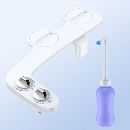 Bidet Attachment,Non-Electric Self-Cleaning Dual Nozzle Toilet Bidet, Cold Water Sprayer with Adjustable Pressure, Includes Portable Bidet Bottle for Women,Elderly,Postpartum Care & Personal Hygiene - color: Bidet and Bidet Portable