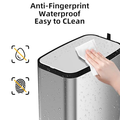 KdbK Stainless Steel Bathroom Trash Can with Lid Soft Close,1.6 Gallon Slim Garbage can,Small Metal Step Wastebasket for Office, Bedroom, Toilet, Live Room - color: Silver