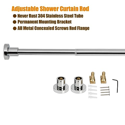 Heavy Duty Shower Rod, Adjustable Shower Curtain Rod, Expandable 47-84 Inch, Permanent Mount Shower Rod, Never Rust Stainless Steel For Window Curtain and Closet, Chrome Plated - color: CHROME PLATED