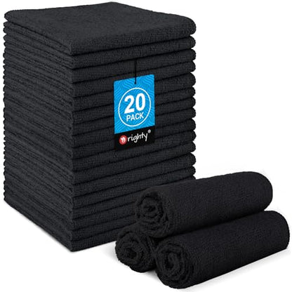 Orighty Wash Cloths, Face Towels 12x12 Inch 20 Pack | Soft Quick-drying Black Washcloths, Multi-Purpose Microfiber Face Cloths for Bathroom, Gym, Spa, Hotel, Travel - color: Black