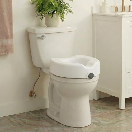NOVA Toilet Seat Riser – Adds 5” Height, Raised Toilet Seat with ON/Off Front Lock, 300 lb Capacity, Fits Standard & Elongated Toilets, Slip-Resistant Bathroom Safety Aid for Seniors - style: WithoutArms